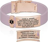 Vista 34 de Divoti Pulsera de identificación de alerta médica grabada personalizada, grabado láser de doble cara, pulsera de silicona, cierre de seguridad