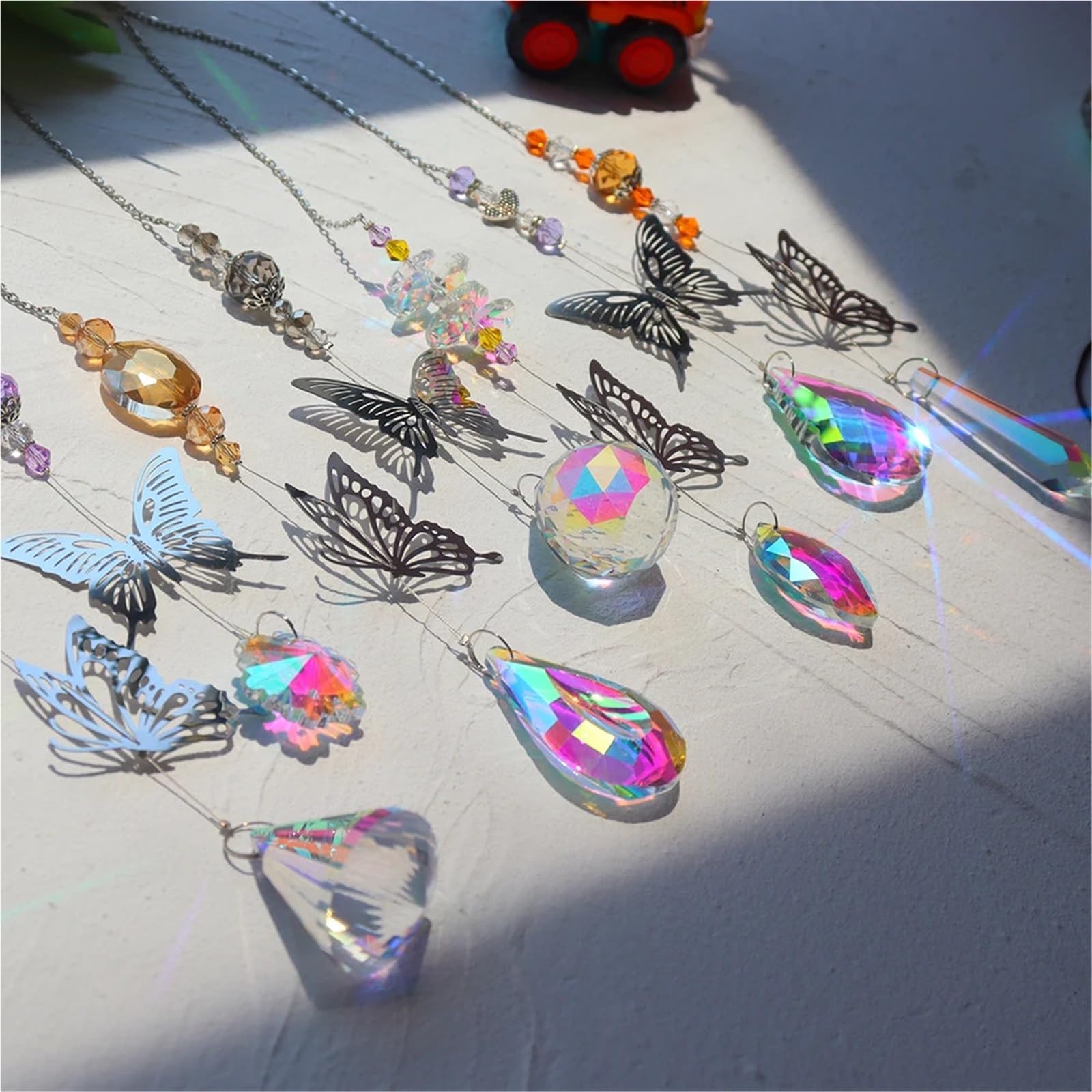 7 STÜCKE Kristall Windspiel Mond Sonnenfänger Diamant Prismen Anhänger for Wohnkultur Outdoor Garten Suncatcher Urlaub Partei Liefert Für Garten