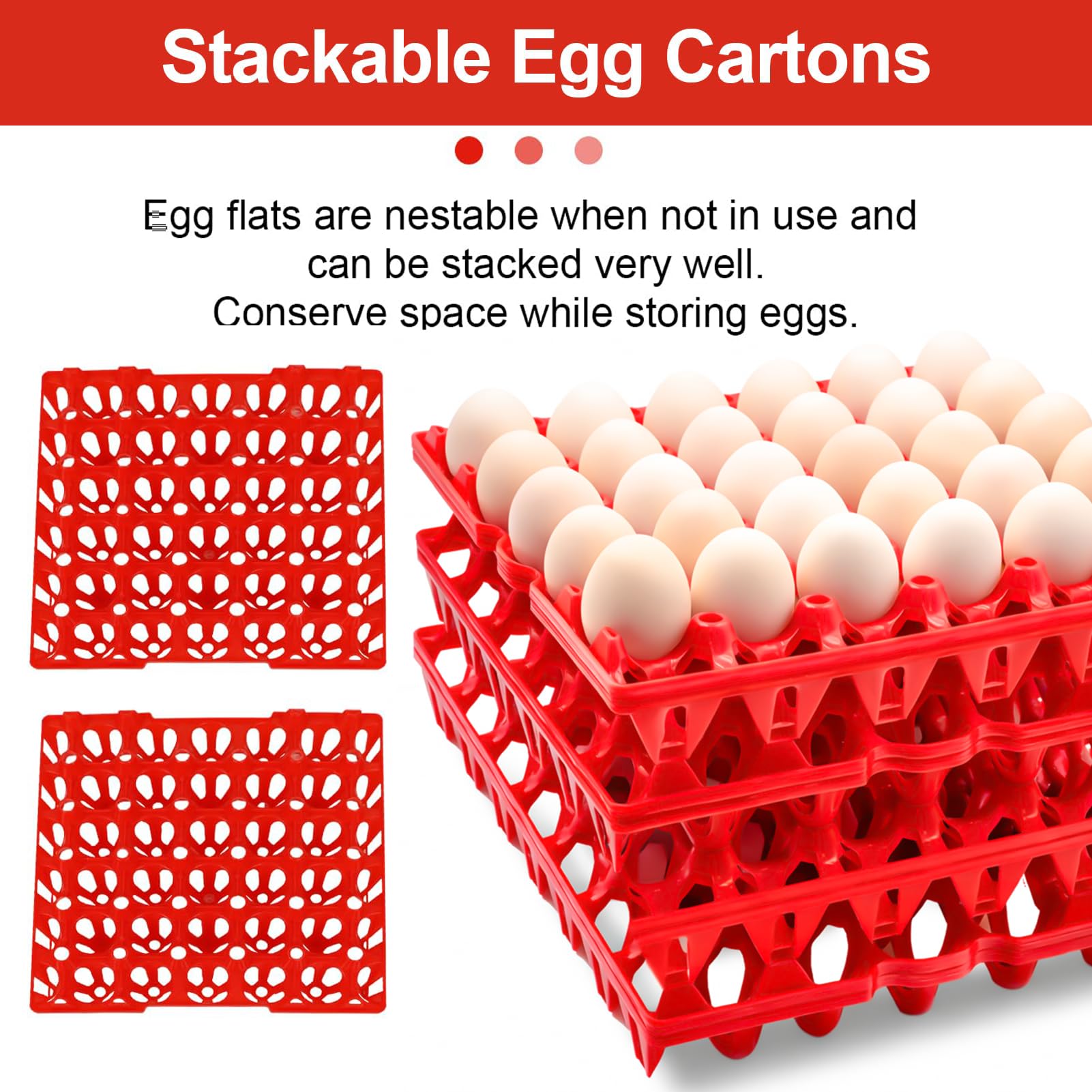 16PCS Vassoio per uova in plastica Cassette per uova 30-Egg Flats, scatole impilabili per uova contenere più uova per allevatori di polli domestici, prodotti agricoli in plastica per la conservazione