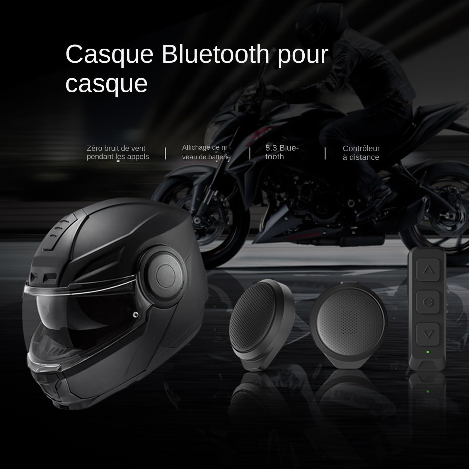 Casco per moto - Casco senza fili impermeabile con cancellazione avanzata del rumore con di visualizzazione a LED, dispositivo di comunicazione audio di guida | Per ascoltare la musica