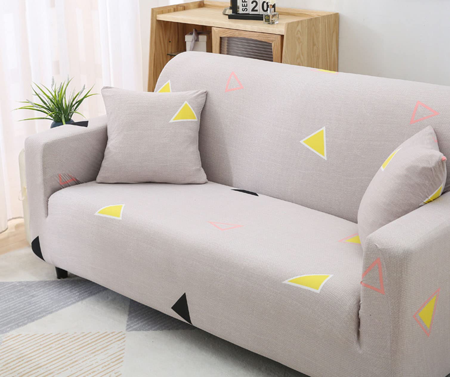Housse extensible antidérapante pour canapé 2 places imprimé E