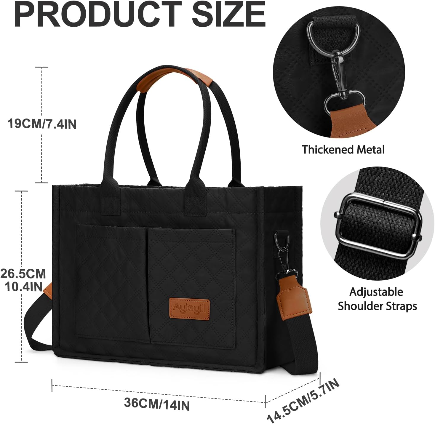 Tote Bag for Women with Pockets Compartments, Crossbody Bag Nylon Tote Shoulder Handbags Casual Work Bags Everything Tote Bag - Image 4