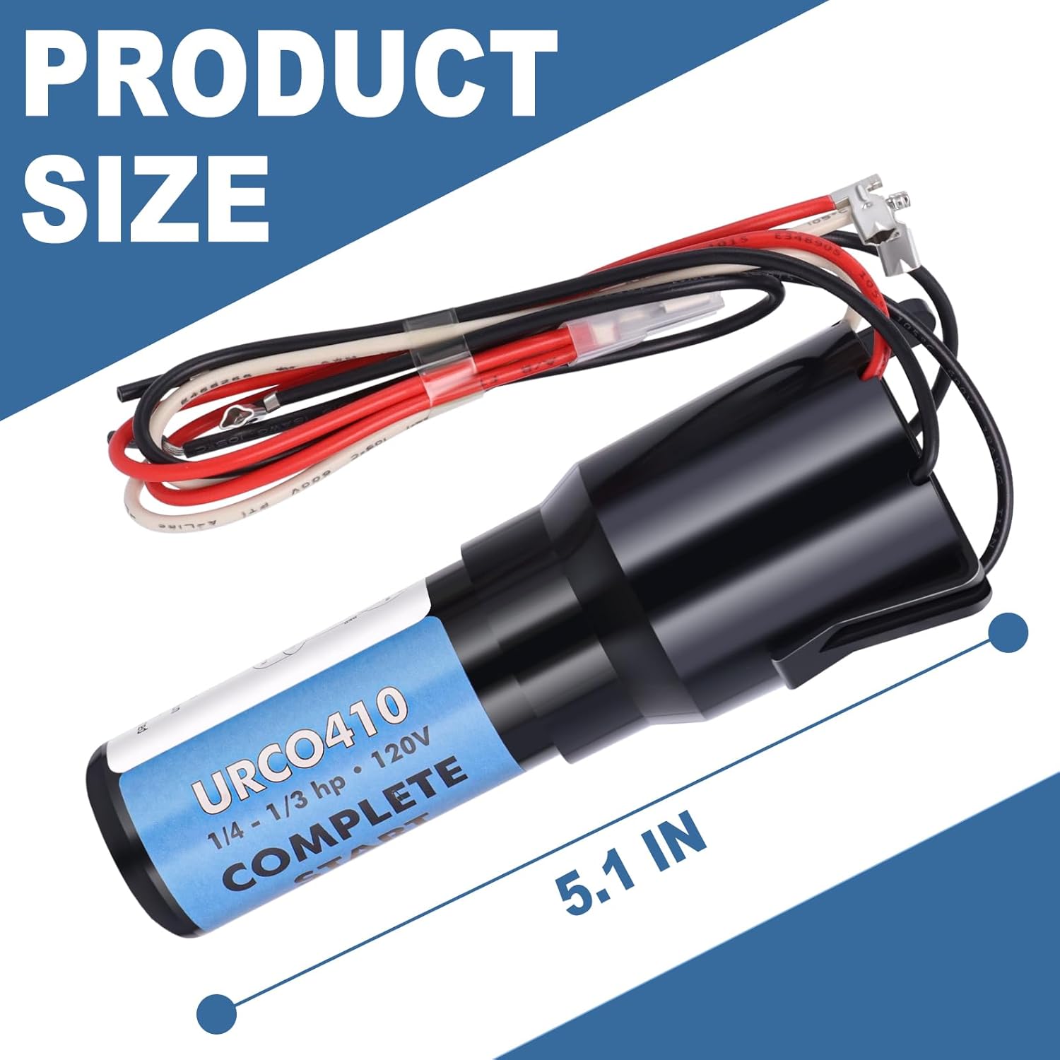 URCO410 3 in 1 Hard Start Kit Compatible with Refrigerators and Freezers (3 Pcs), 115V AC Solid State Relay Overload Protection for 1/4 to 1/3 HP Compressor Hard Start Capacitor