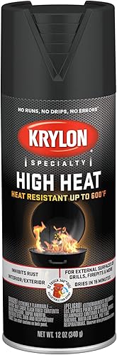Krylon K01707077 Pintura en aerosol de alto calor negro Negro (Flat Black)