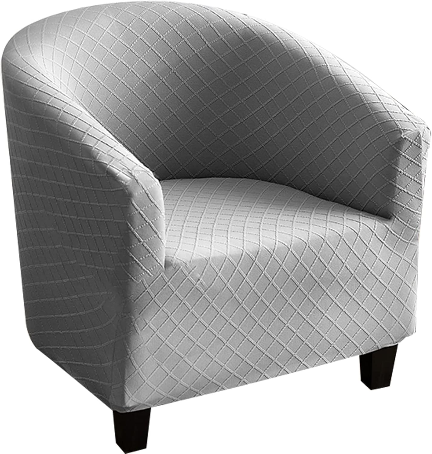 Konsilsa Stretch Club Chair Slipcovers, 1 Piece Jacquard Elastic Tub Chair Covers for Club Chair Slipcover Spandex Armchair Cover Couch Furniture Protector Cover (Color : Silver)