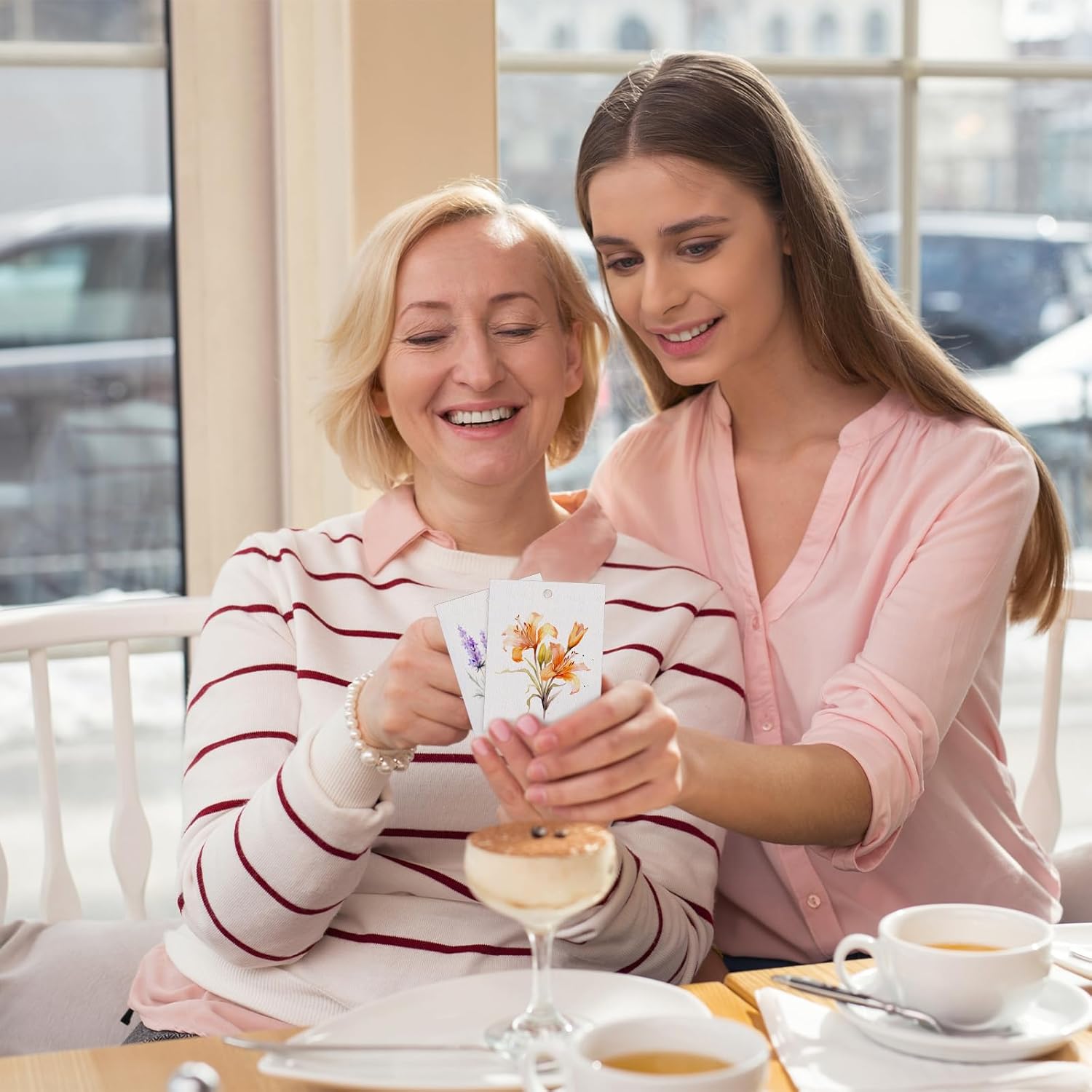 50 Set Floral Blank Gift Tags with String, 2 x 3 in Watercolor Floral Gift Paper Tags Hanging Label Set for 5 Flower Designs for Bridal Baby Shower Party Supplies(Boho,Artsy Style) - Image 6