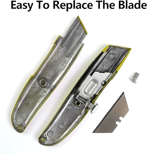 Miniatura 6 de DIYSELF Paquete de 2 cuchillos utilitarios, cortador retráctil, resistente (amarillo)