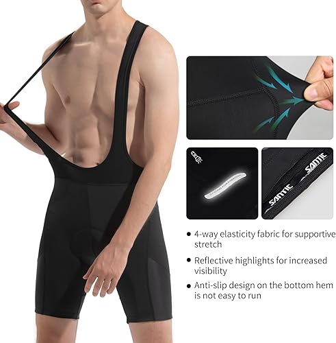Miniatura 4 de Santic Pantalones cortos de ciclismo para hombre, acolchado 4D, transpirable, para ciclismo de carretera, ciclismo, ciclismo, ciclismo, gel de viaje