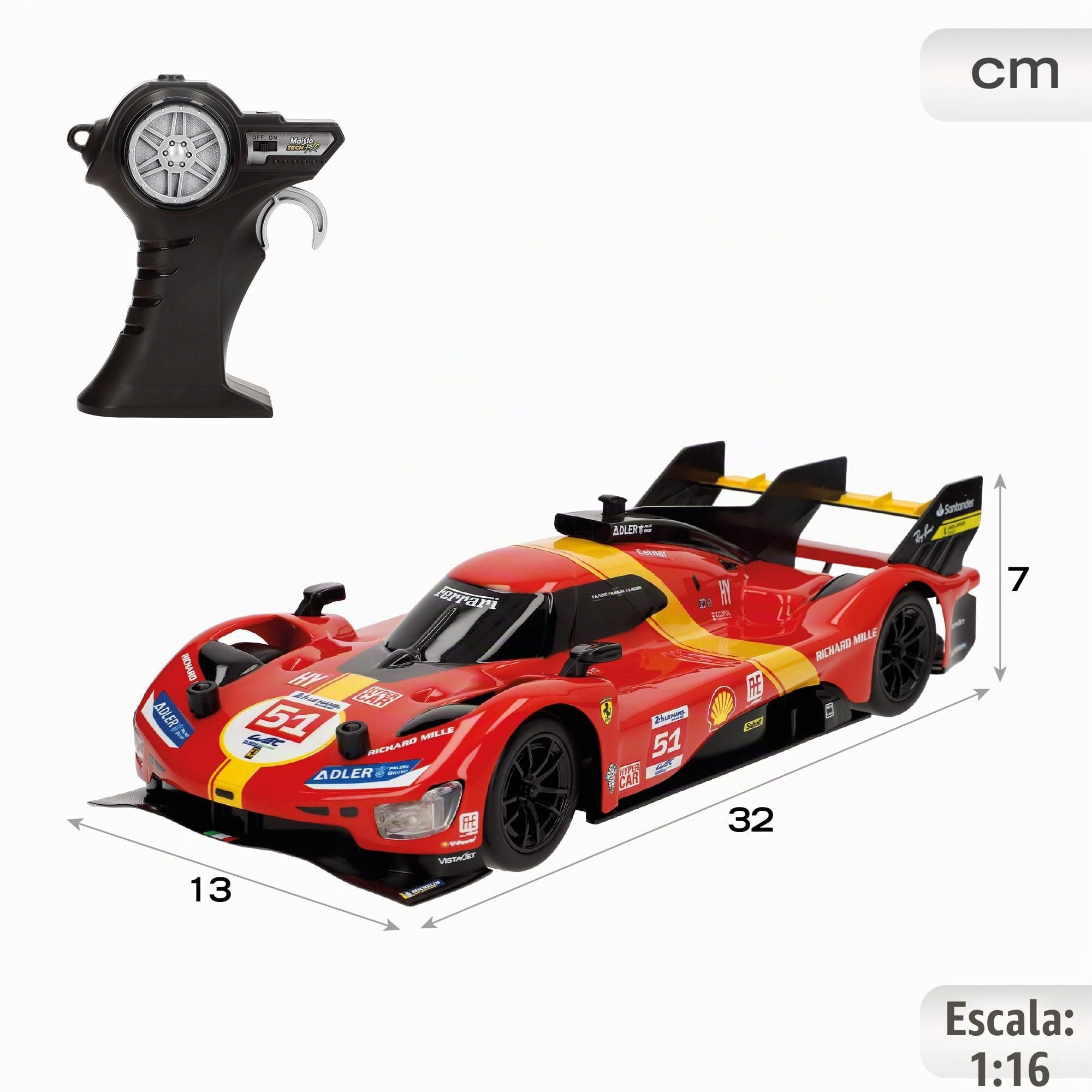Maisto Tech RC 1:16 Coche teledirigido Ferrari 499P LMH, 24h Le Mans 2023, Maquetas coches, Miniatura de colección, Competición, Carreras, Coches teledirigidos, Deportivo radiocontrol, +8 años (78020)