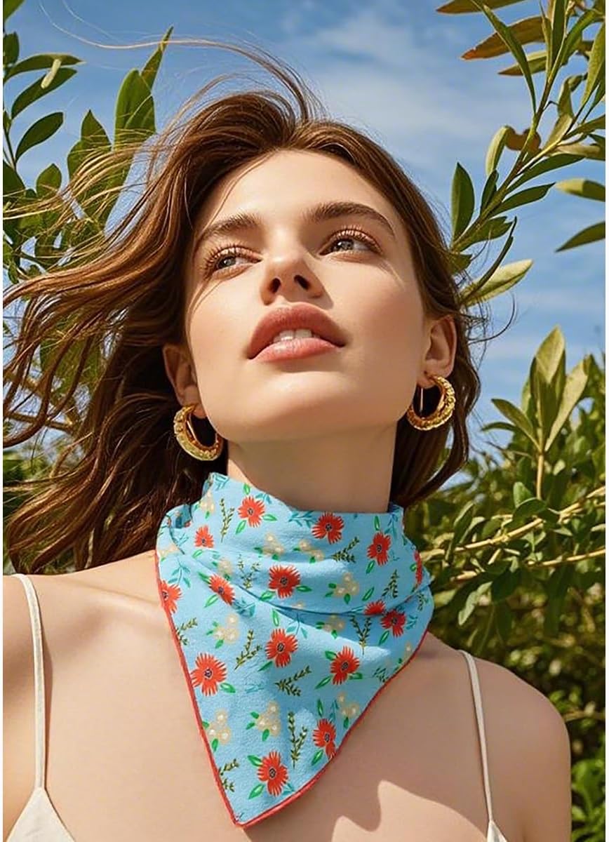 Cotton-Blend Bandana, Head Scarf, Headband, Head wrap, Hair Neck Scarf for Women 22 x 22 inch - Image 7