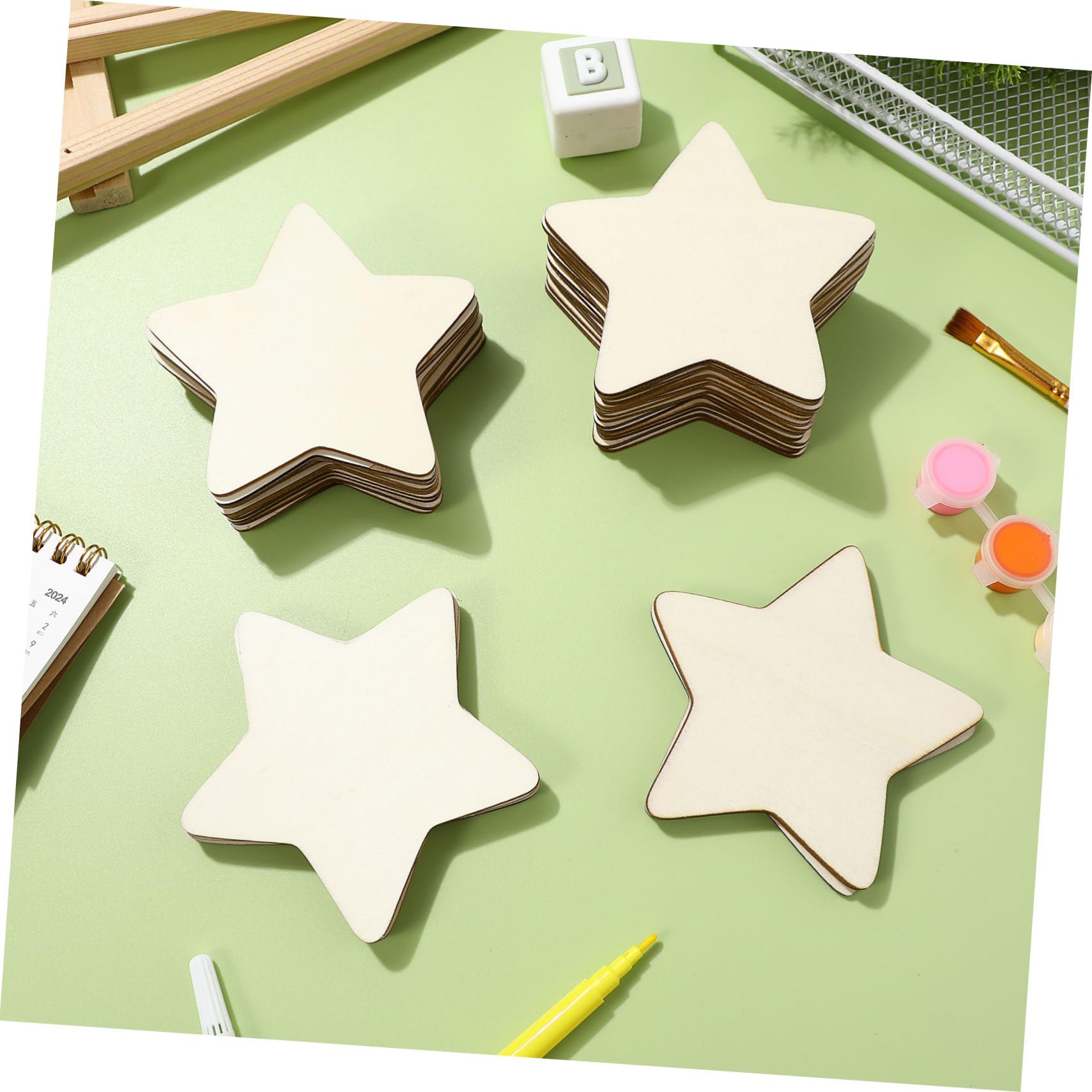 50pezzi Stelle Legno Fai Da Te Naturali Per Progetti Artigianali e Decorazioni Natalizie