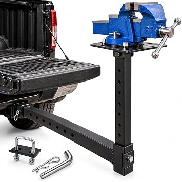 Heavy Duty Hitch Vise Mount Plate, Adjustable Height Vise Holder for 2-Inch Receiver, Portable Bench Vise Stand for Truck, Welding, Field Repairs, Metal Workstation Adapter
