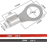Vista 3 de Cables de batería solares de calibre 10, cables inversores de corriente con terminales de anillo de 3/8 pulgadas, cable de extensión de bandeja