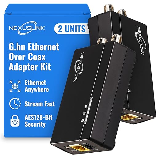Nexuslink G.hn Ethernet Over Coax Adapter | 1200 Mbps, Fast and Secure Network Performance, Online Gaming and Streaming in Hard-to-Reach Locations, 2 Units (GCA-1200-KIT)