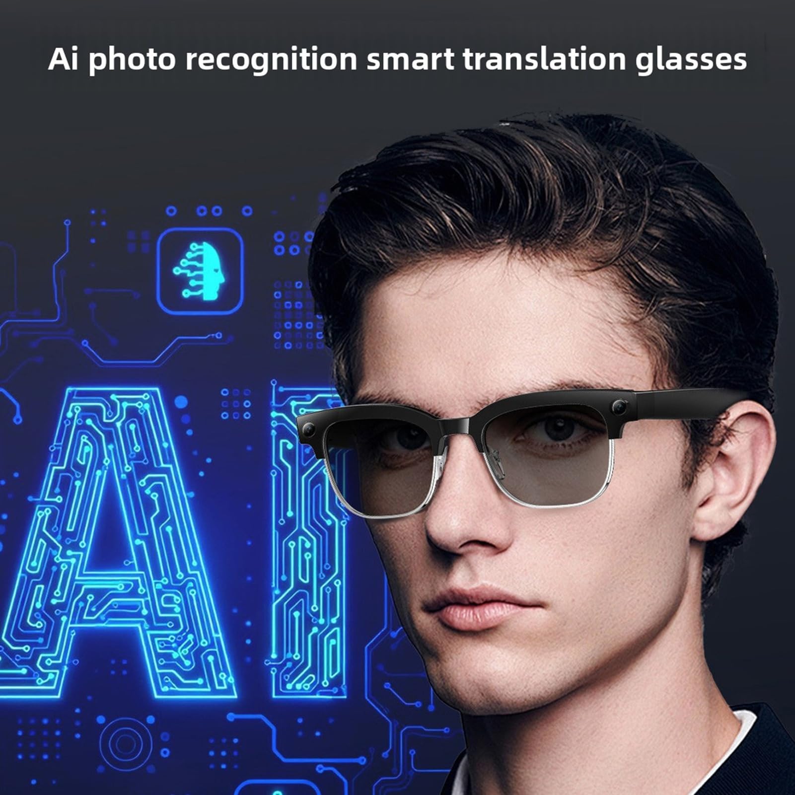 Annadue Lunettes Intelligentes AI avec Caméra 8MP, Lunettes de Soleil Bluetooth étanches Traduction