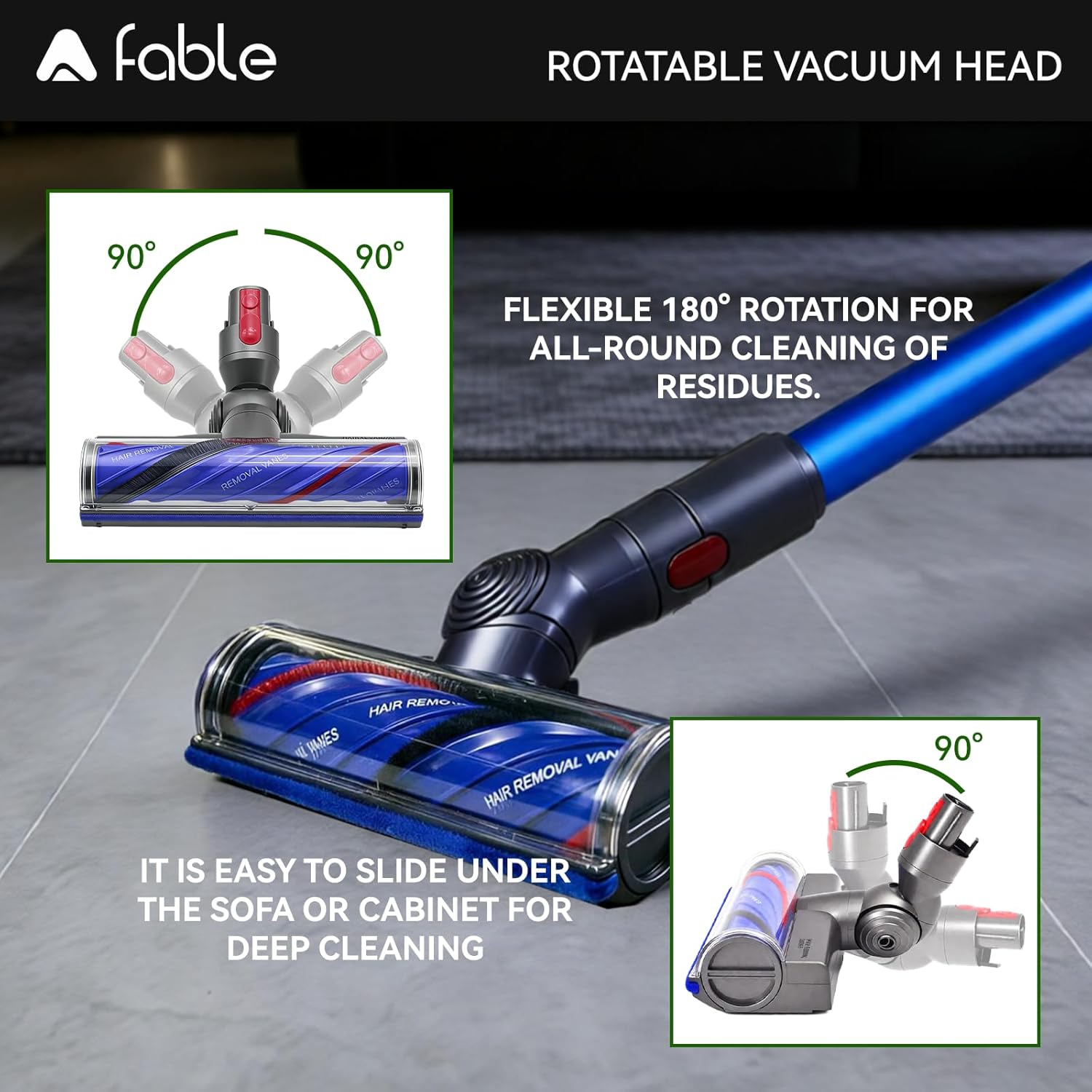 Adaptable Upgrade Anti-Tangle Quick-Release Motorhead Brush Roller Replacement, Compatible with Dyson V7 Head, V8 Head, V11 Head and Other V10 V15 Cordless Vacuum Attachments with LED Green Light