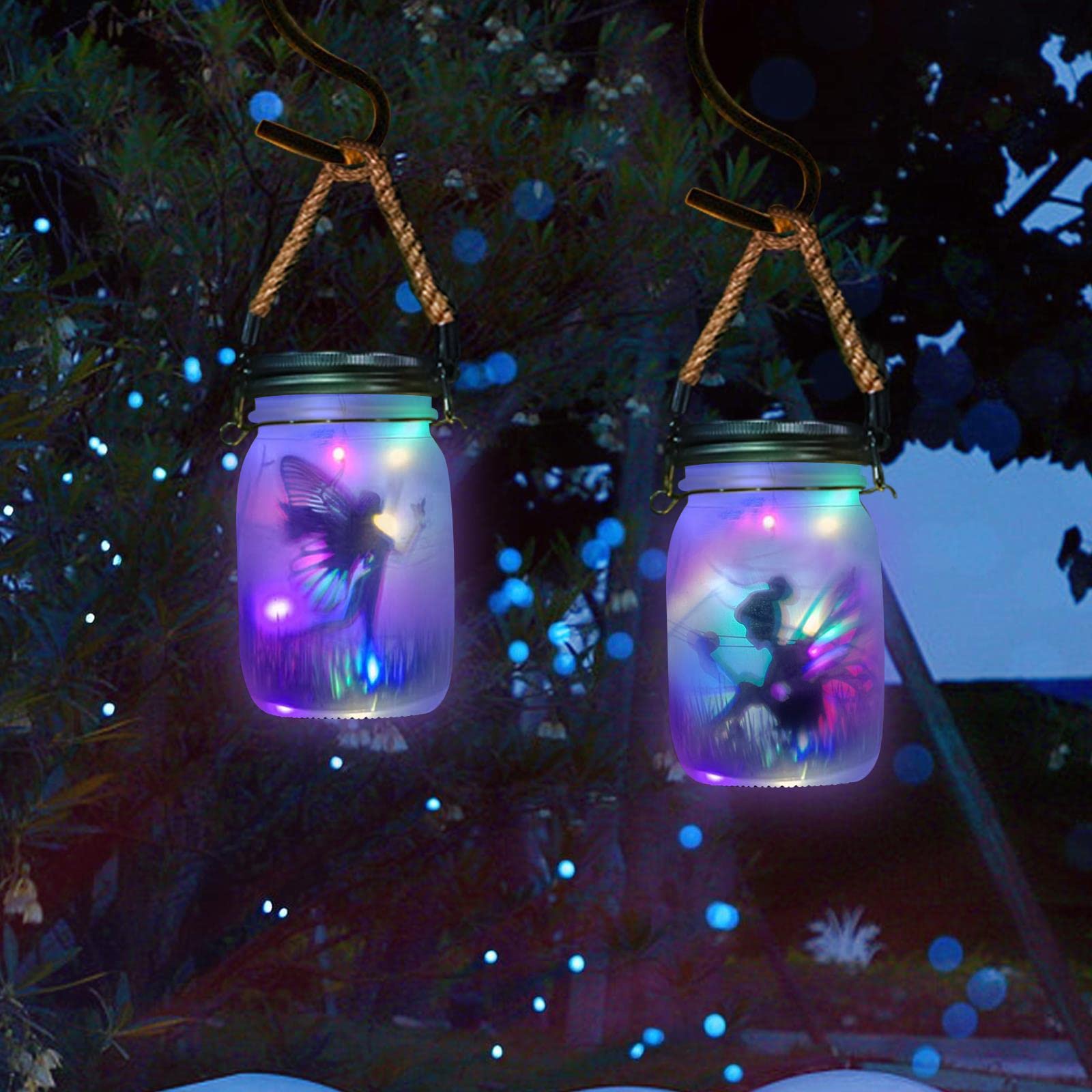 MLOQI 2 Lanterne Solari da Esterno Fata da Collezione Luci per Bottiglie di Vetro, LED Lanterna Solare da Esterno Lampada Solare da Giardino (Colore)