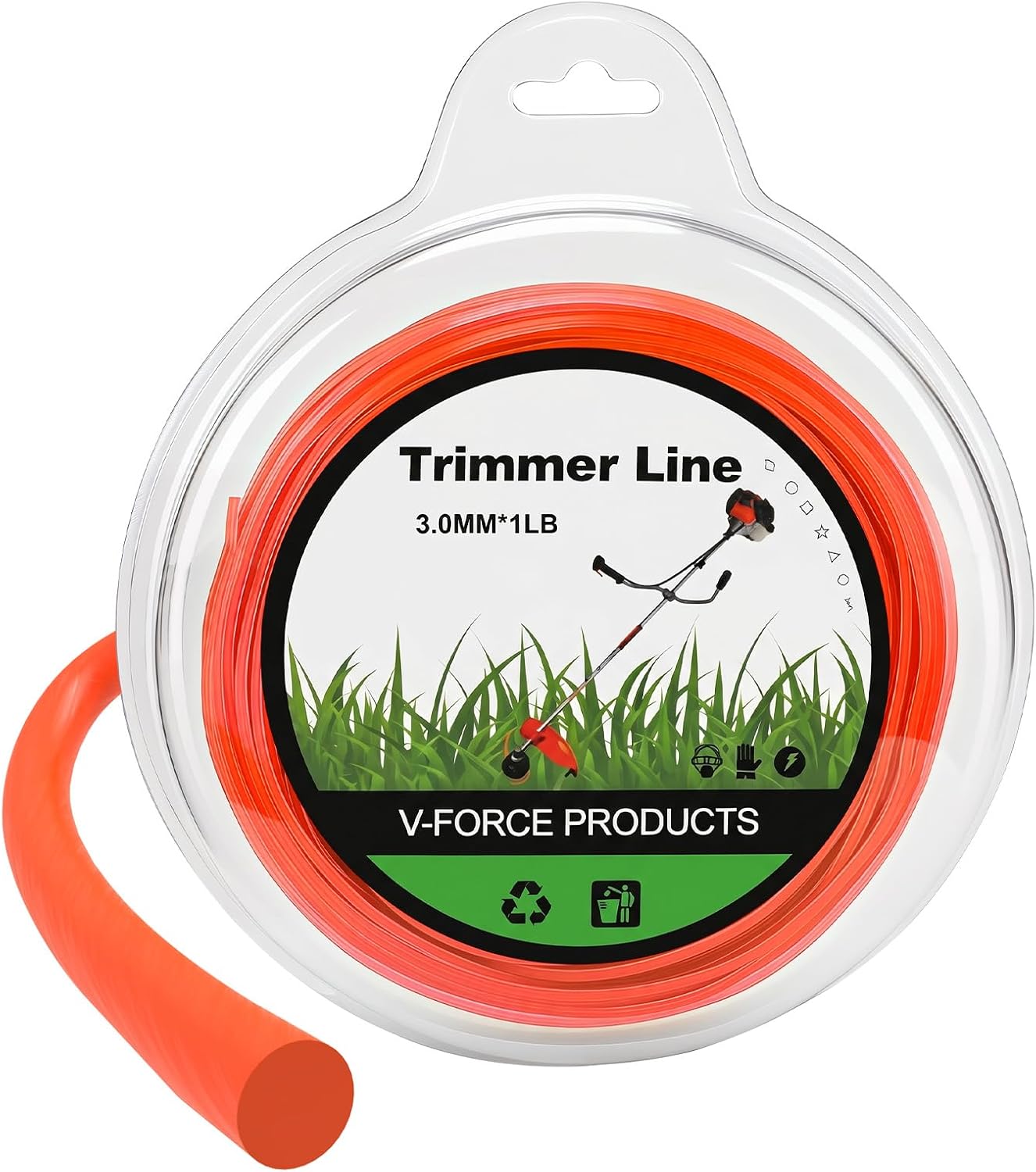 .095" - 280ft Heavy Duty String Trimmer Line 2.4mm, 0000-930-2340 for Stihl Trimmer Line，Fits for Echo & Most Gas Trimmers, Round Orange Brush Cutter Cord，1 Lb Roll