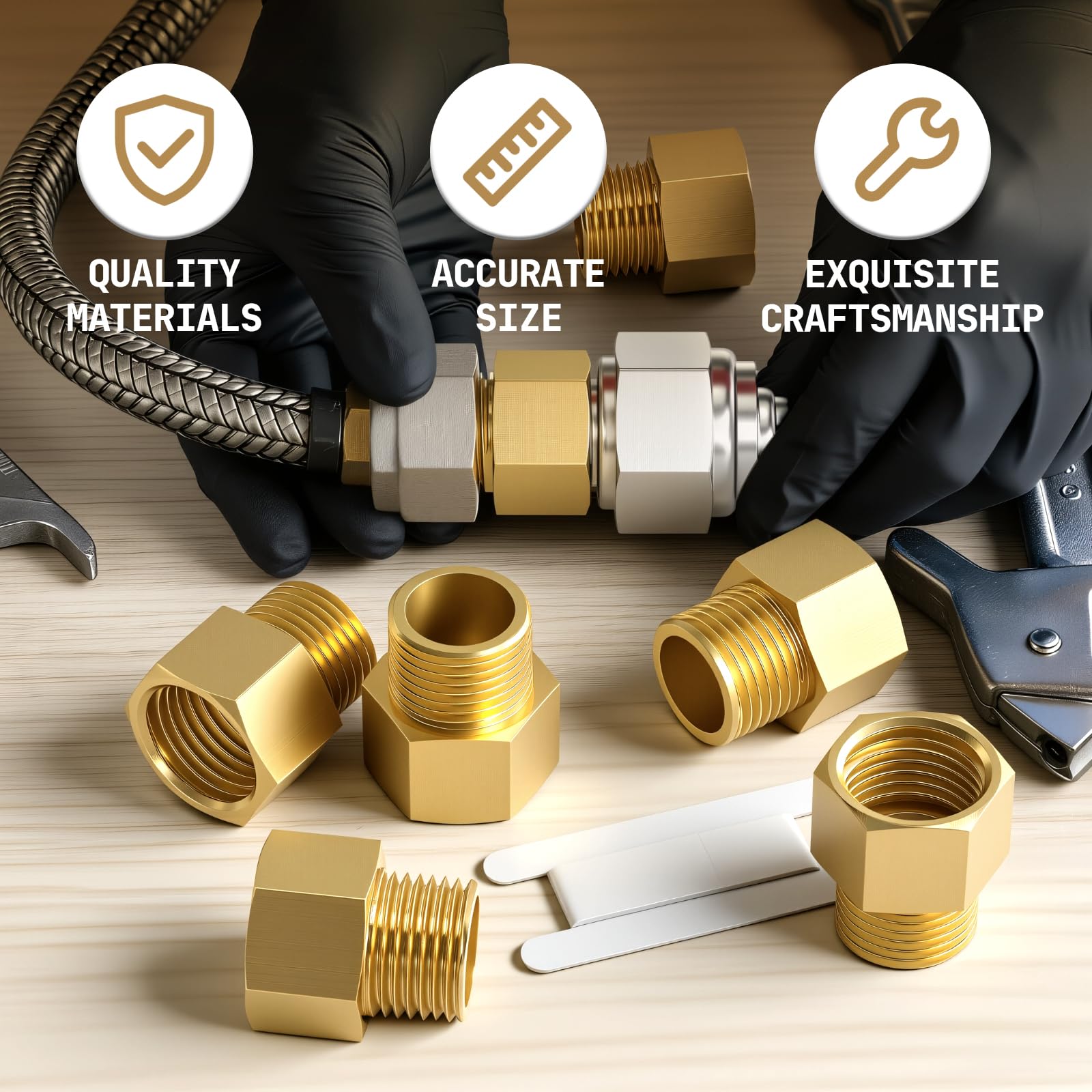 Bwintech 2 Uds 1/2 "hembra a 1/8" macho BSP rosca latón buje hexagonal conector reductor para conversión de conexión de tubería — view 6