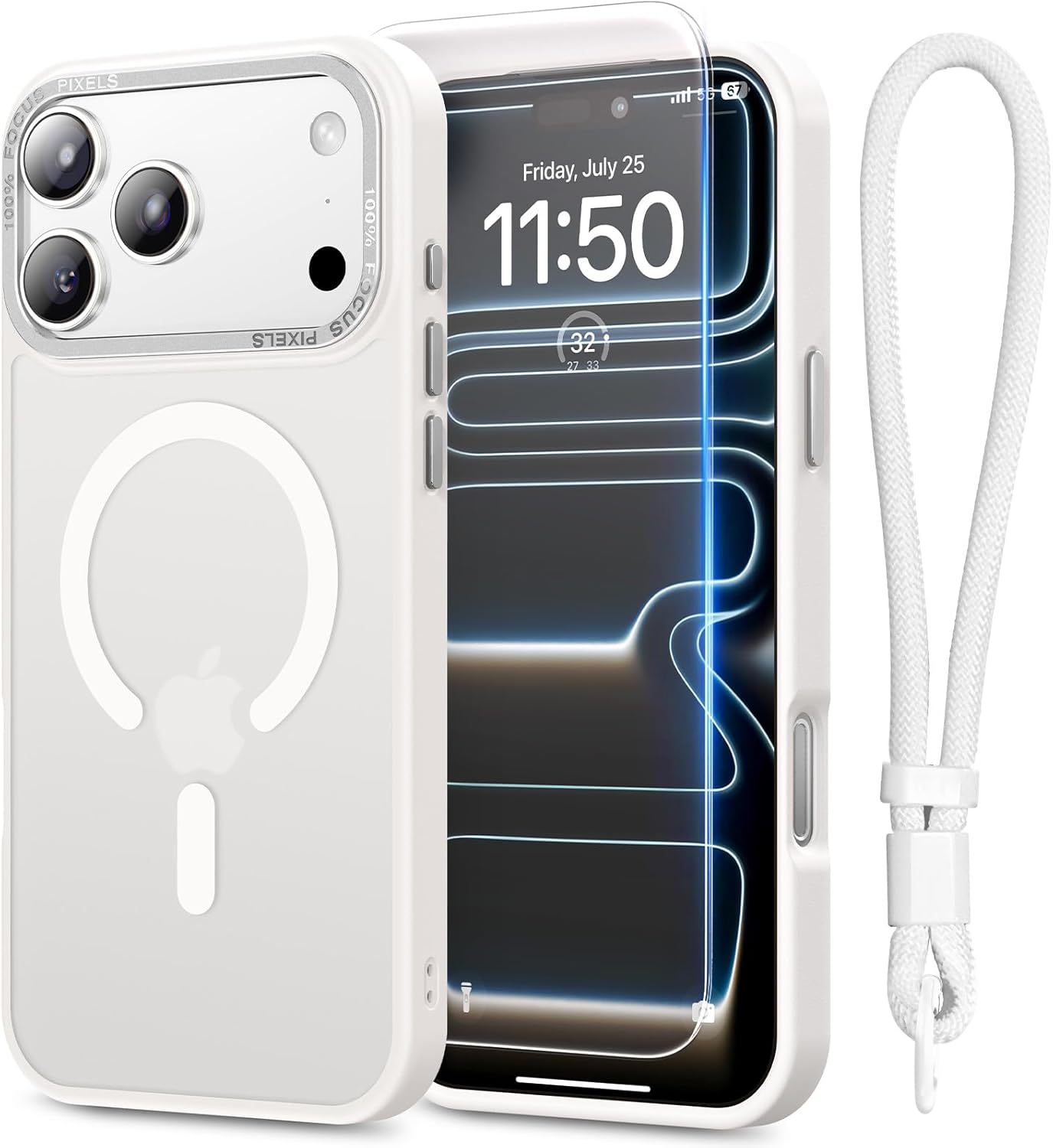 Stronger Magnetic & Shockproof for iPhone 17 Pro Case,Fit for MagSafe, with Screen Protector & Wrist Strap, Military-Grade Drop, Translucent Slim for iPhone 17 Pro Case, Glacier White Glacier White iPhone 17 Pro 6.3"