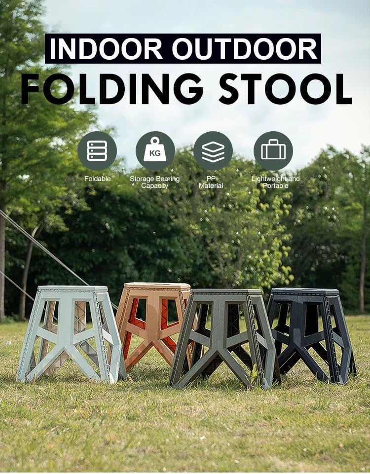 Miniatura 5 de SINT Taburete plegable para niños y adultos, silla de plataforma antideslizante  Taburete portátil pequeño para acampar  Taburete plegable plegable