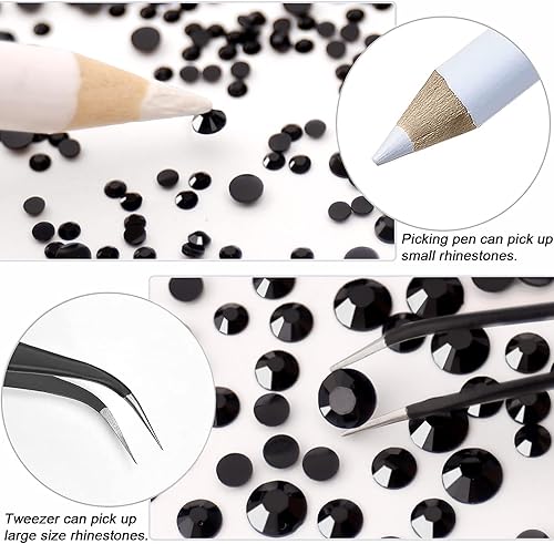 Miniatura 3 de 10000 unidades de diamantes de imitación de resina negra de 2 a 0.236 in, diamantes de imitación redondos de resina no termofija, piedras preciosas