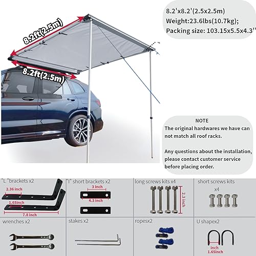 Miniatura 14 de DANCHEL OUTDOOR - Toldo retráctil, impermeable para vehículos: SUV, Overland, Offroad. Carpas gris para automóvil.