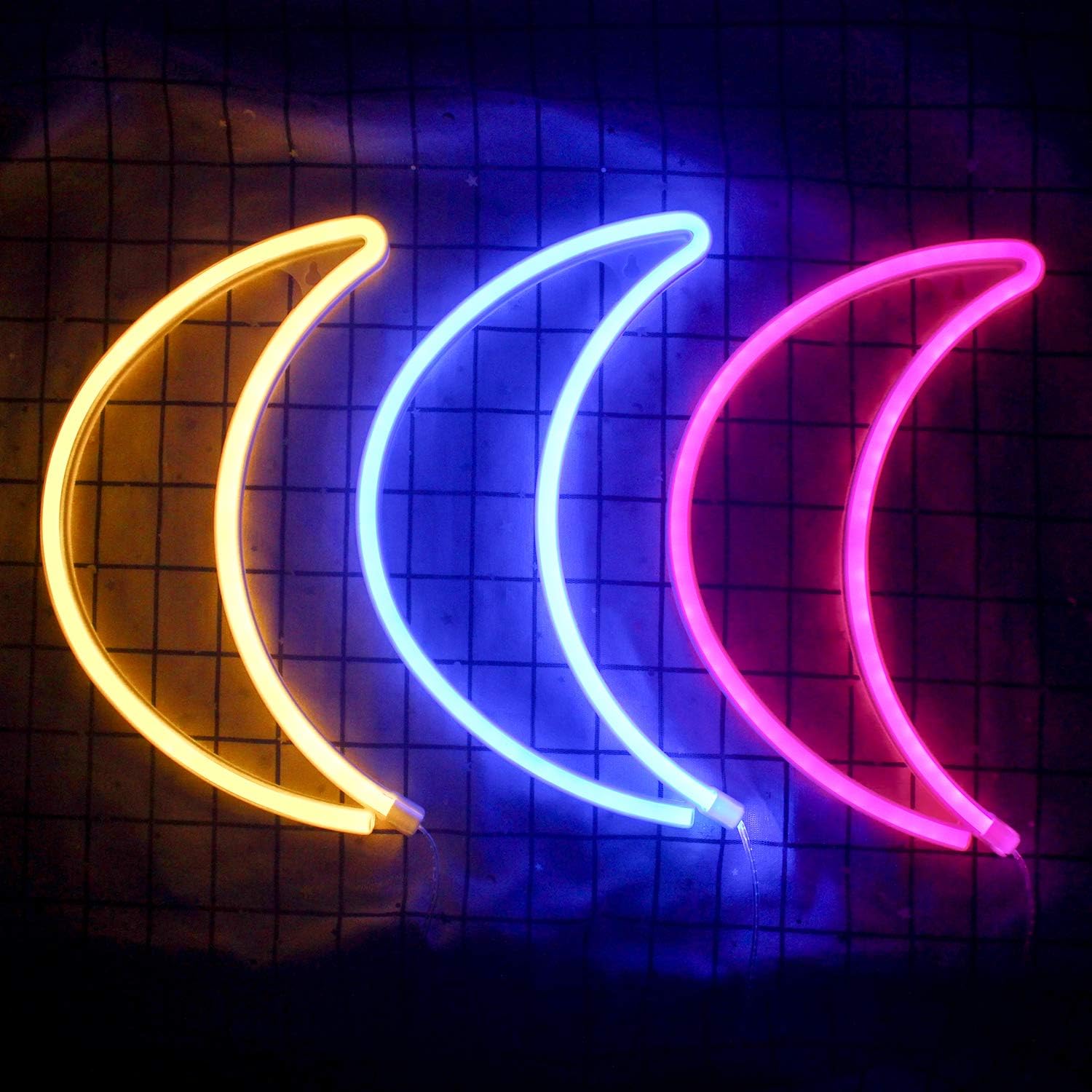 Decorative LED Crescent Moon Neon Light Signs Blue Neon Wall Light up Sign Art Decor for Home Kids Bedroom Birthday Party