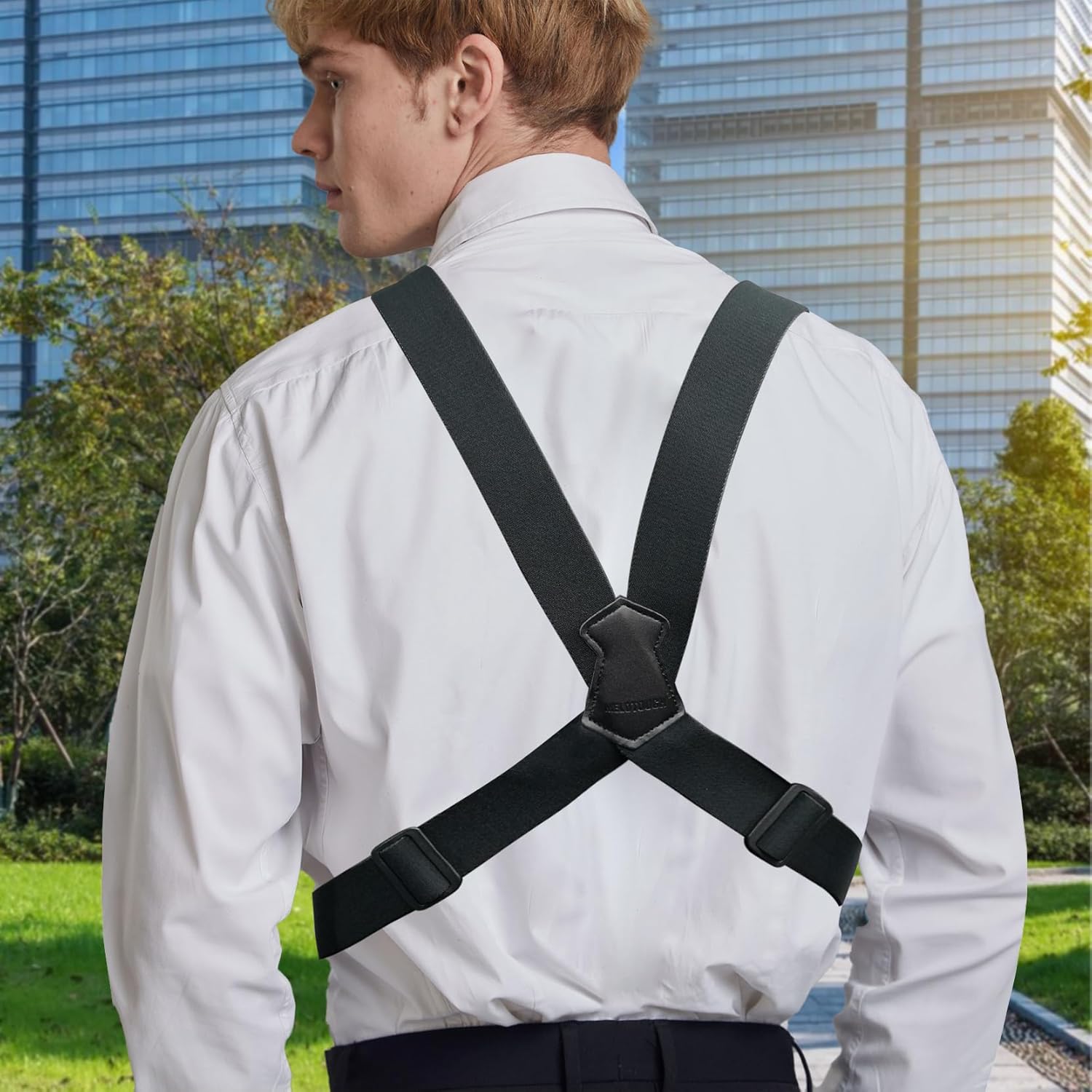 MELOTOUGH Men's Suspenders 1 1/2 Inch Wide Side Clip Adjustable Airport Friendly With Plastic Clip - Image 6