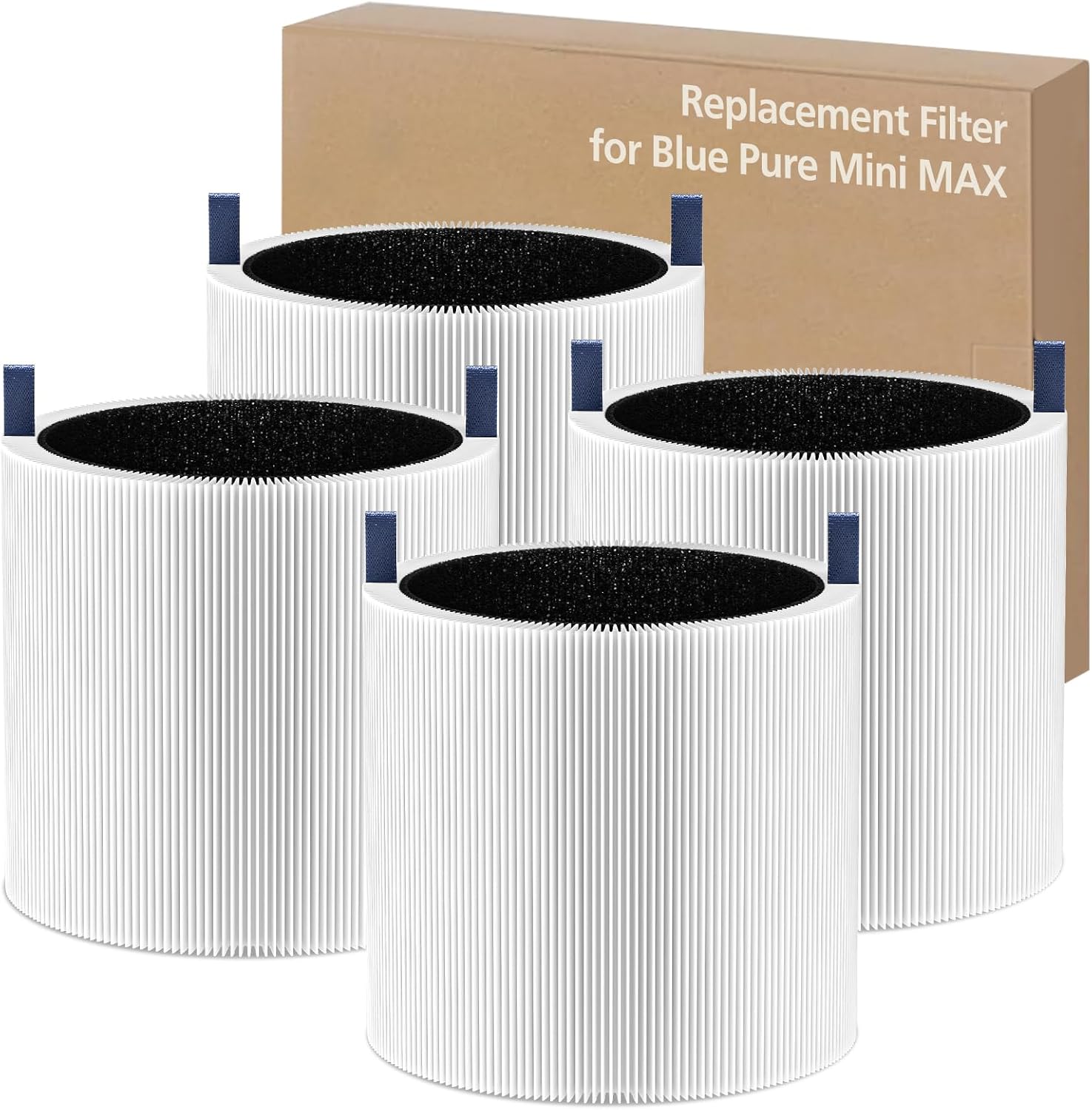 4 Pack Mini Max Air Filter Replacement, FMINI Filter Compatible with BLUEAIR Blue Pure Mini Max Air Purifier, True HEPA H13 + Activated Filter