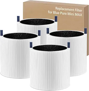4 Pack Mimi Max Air Filter Replacement, FMINI Filter Compatible with BLUEAIR Blue Pure Mini Max Air Purifier, True HEPA H13 + Activated Filter
