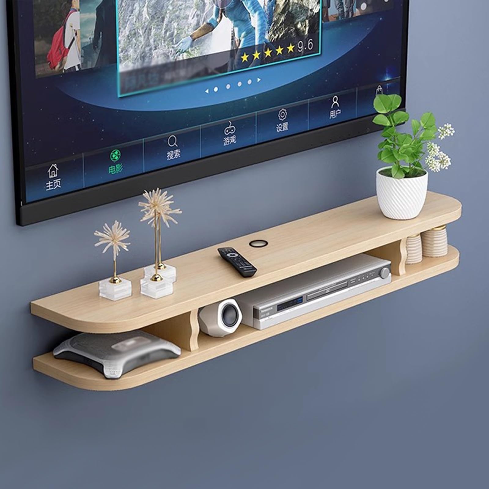 DFGHNBVC Tv Stand, Television Stands, Tv Stands For Living Room, Wood Tv Stand, Wall Mounted Entertainment Center, Floating Shelves Storage Cabinet, For Bedroom Livingroom,Natural-120Cm/47In