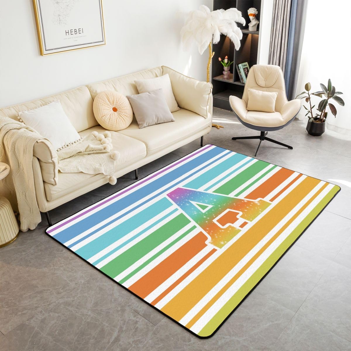 Castle Fairy Personalized Initial A Area Rug for Living Room,3'x5'