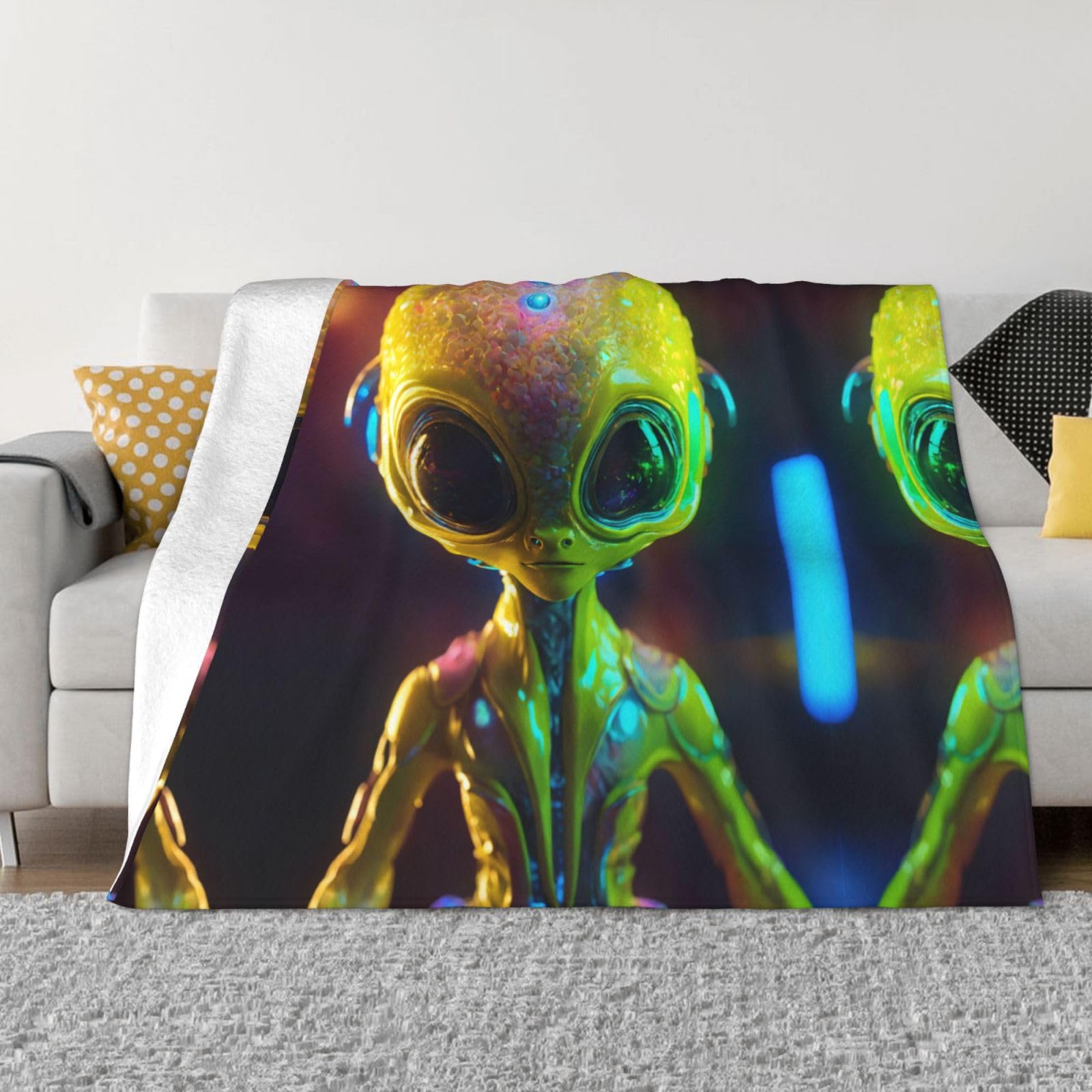 Couverture flanelle douce alien pour rester au chaud sur le canapé