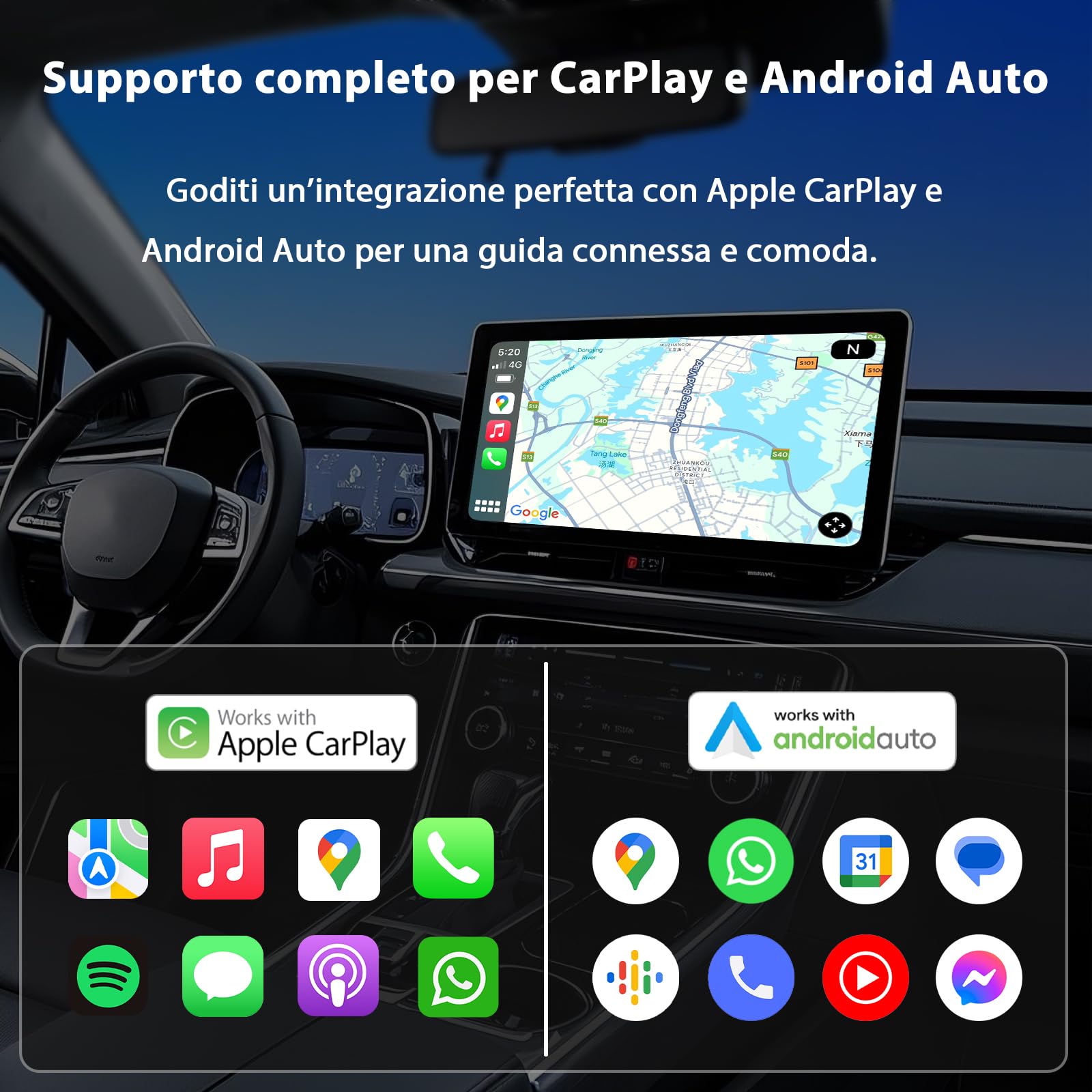 Sunweyer Wireless CarPlay Android Auto Dongle 2 IN 1 Adattatore Cablato a Wireless Mini S28