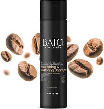 Batci Nourishing & Restoring Shampoo with Keratin, Collagen & Coffee   Deep Repair for Dry & Damaged Hair, SLES-Free 250 ml