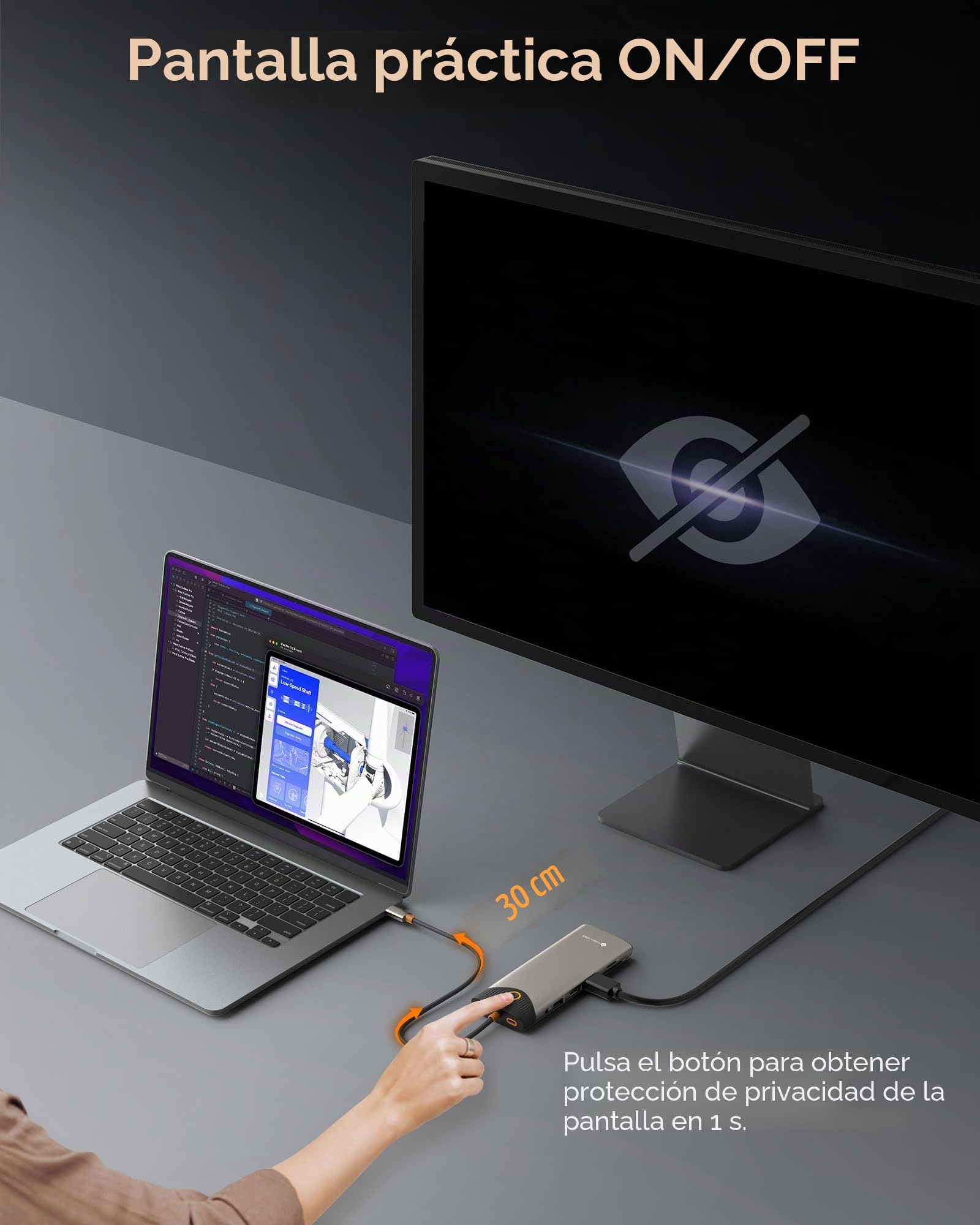 Docking - Estación de acoplamiento USB C, 15 en 1 NOVOO, 2 HDMI 4K@60Hz, VGA, USB-C/A 5 Gbps, lector SD/TF, Ethernet Gigabit, 100 W PD - Botón de encendido y apagado de pantalla externa, Dock versátil