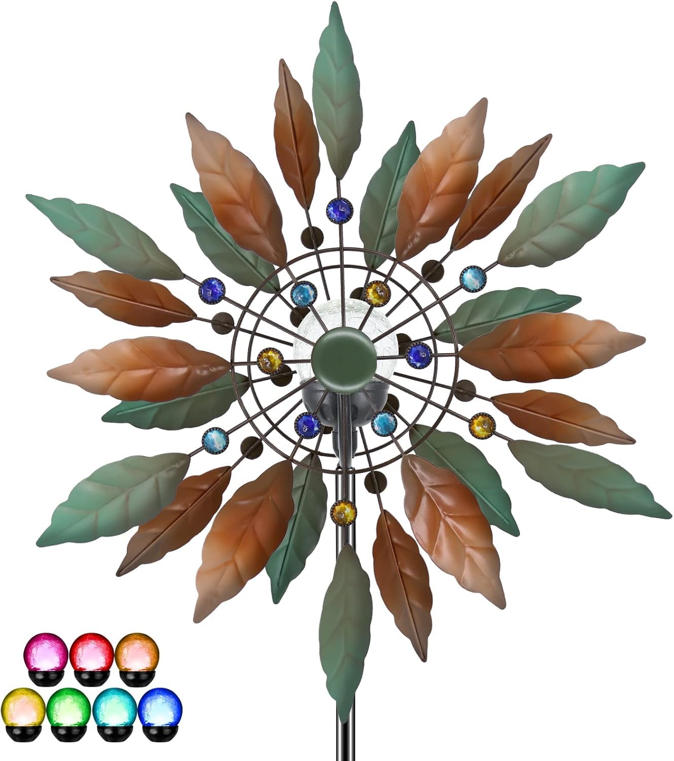 Solarbetriebene Windspinner-Skulptur aus Metall für Garten und Terrasse