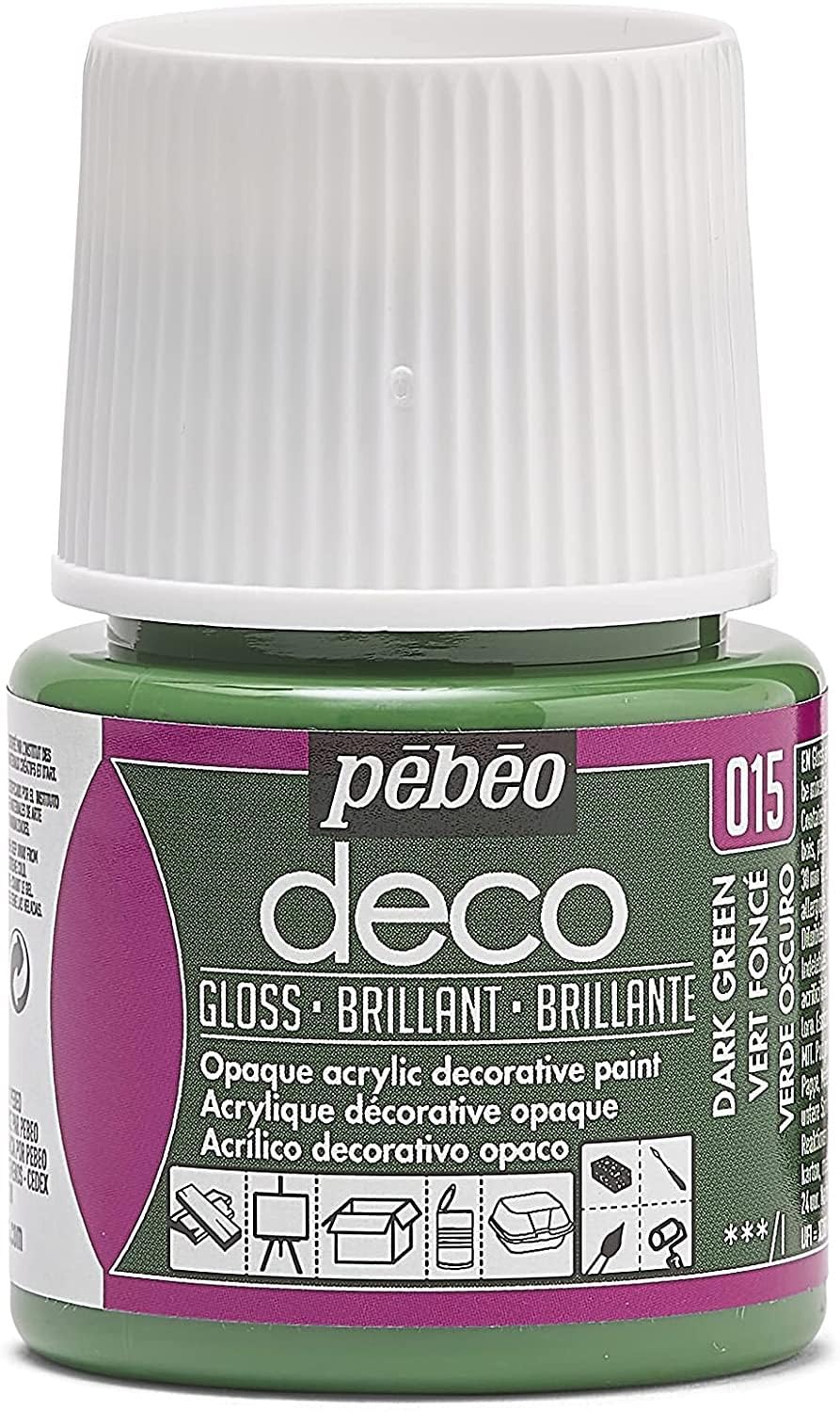 Pebeo Dark Green Deco Bright Paint, 45 Ml