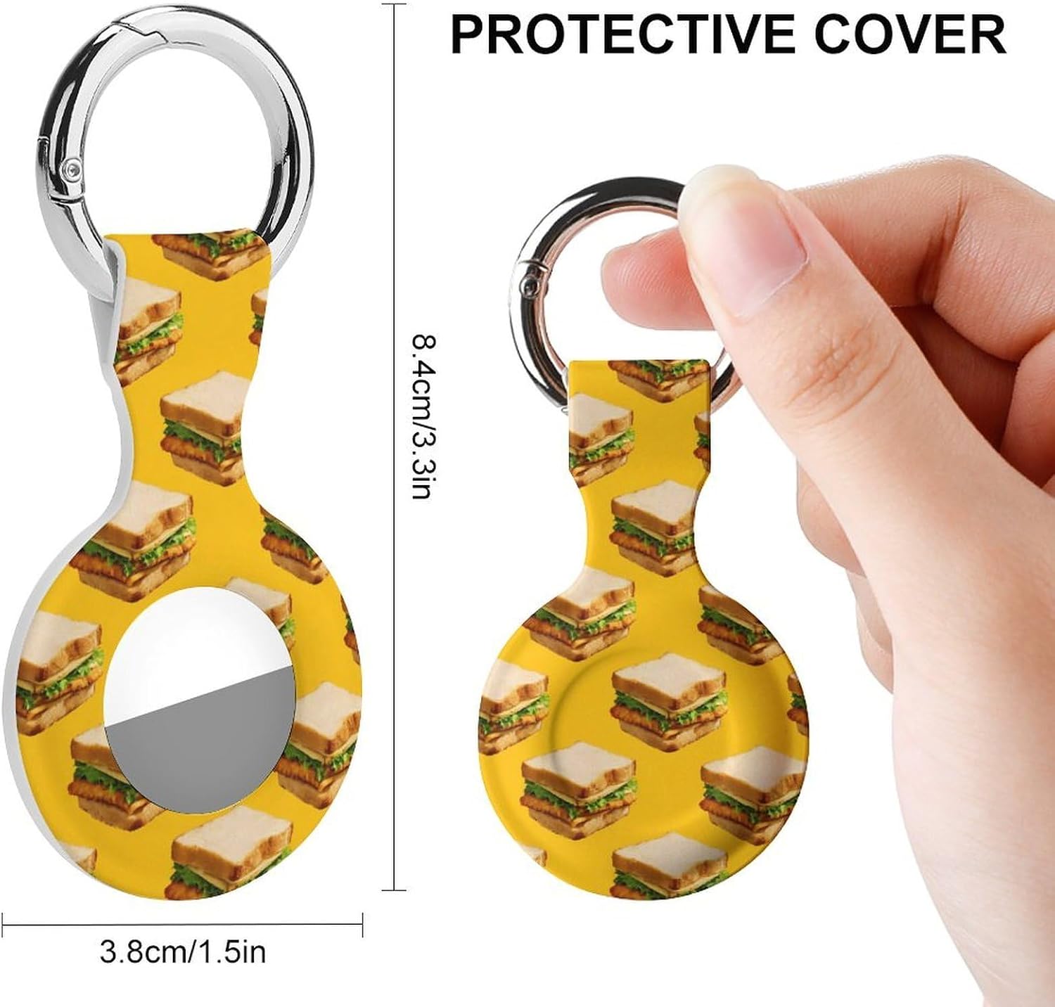 Sandwiches Yellow Background Funny Cover Compatible with AirTag | Protective Case GPS Tracker Holder for Wallet Luggage Pets