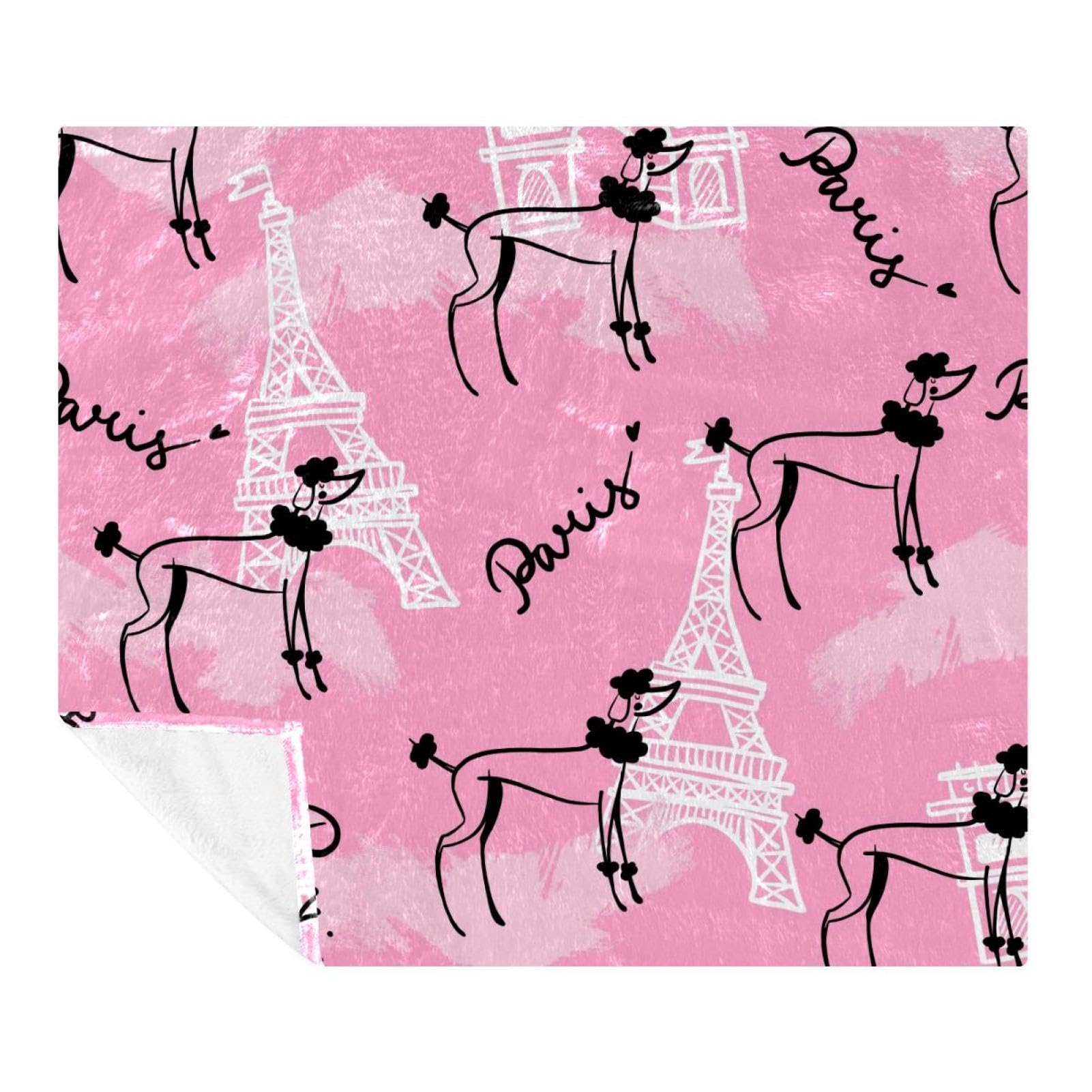 Couverture microfibre légère anti-peluche imprimé caniche pour lit