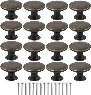 AvoDovA 16Pcs Vintage Bronze Drawer Knobs, Zinc-Plating Round Mushroom Style Knob Handles 30mm Kitchen Cupboard Door Knobs Door Handle Pull Knobs with Screws for Kitchen Chest Wardrobe Cupboard Bedroom Furniture Door