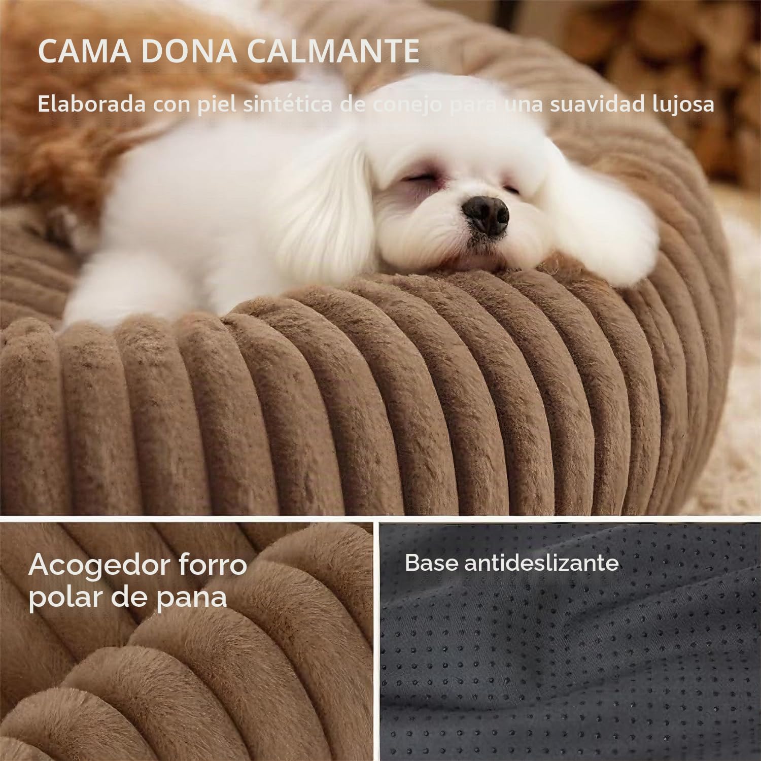 Cama Tipo Donut para Perros y Gatos Cama Redonda para Mascotas Cesta de Perros Relajante y Lavable Cesto de Felpa para Gato Sofá para Perros y Gatos Pequeños/Medianos