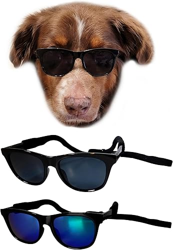 Vista 17 de G006 Disfraz para perro y mascota, estilo retro de los años 80, lentes de sol ajustables para razas medianas de 20 a 40 libras, para fiesta, Panto
