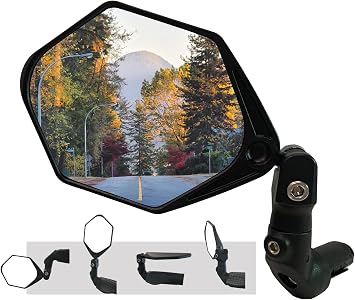 Hafny NEW Bar End E-Bike Mirror, Large Surface Handlebar Bike Mirror, HD Automotive Grade Glass Bicycle Mirror, Safe Blast-Resistance Cycling Mirror HF-M904-FR08 Anti-glare Blue Glass