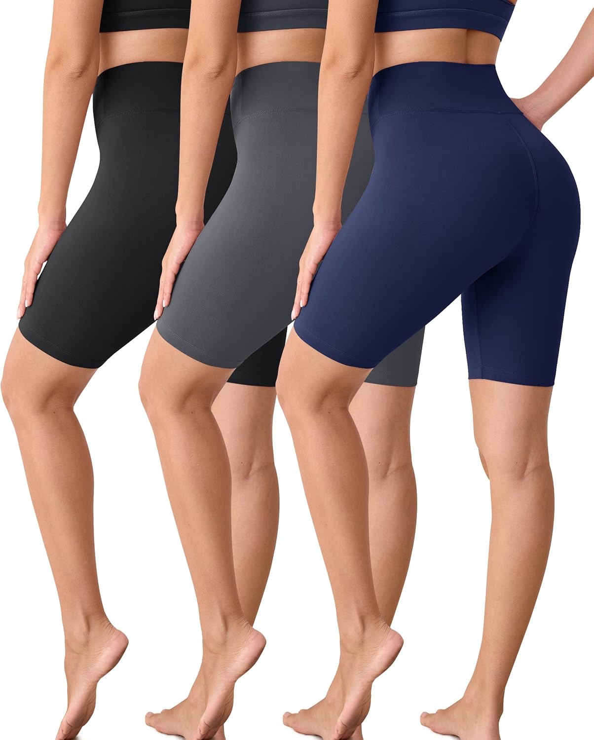 VALANDY Creamlush 3 Pack Biker Shorts for Women -8" High Waisted Soft Stretchy Spandex Athletic Yoga Shorts