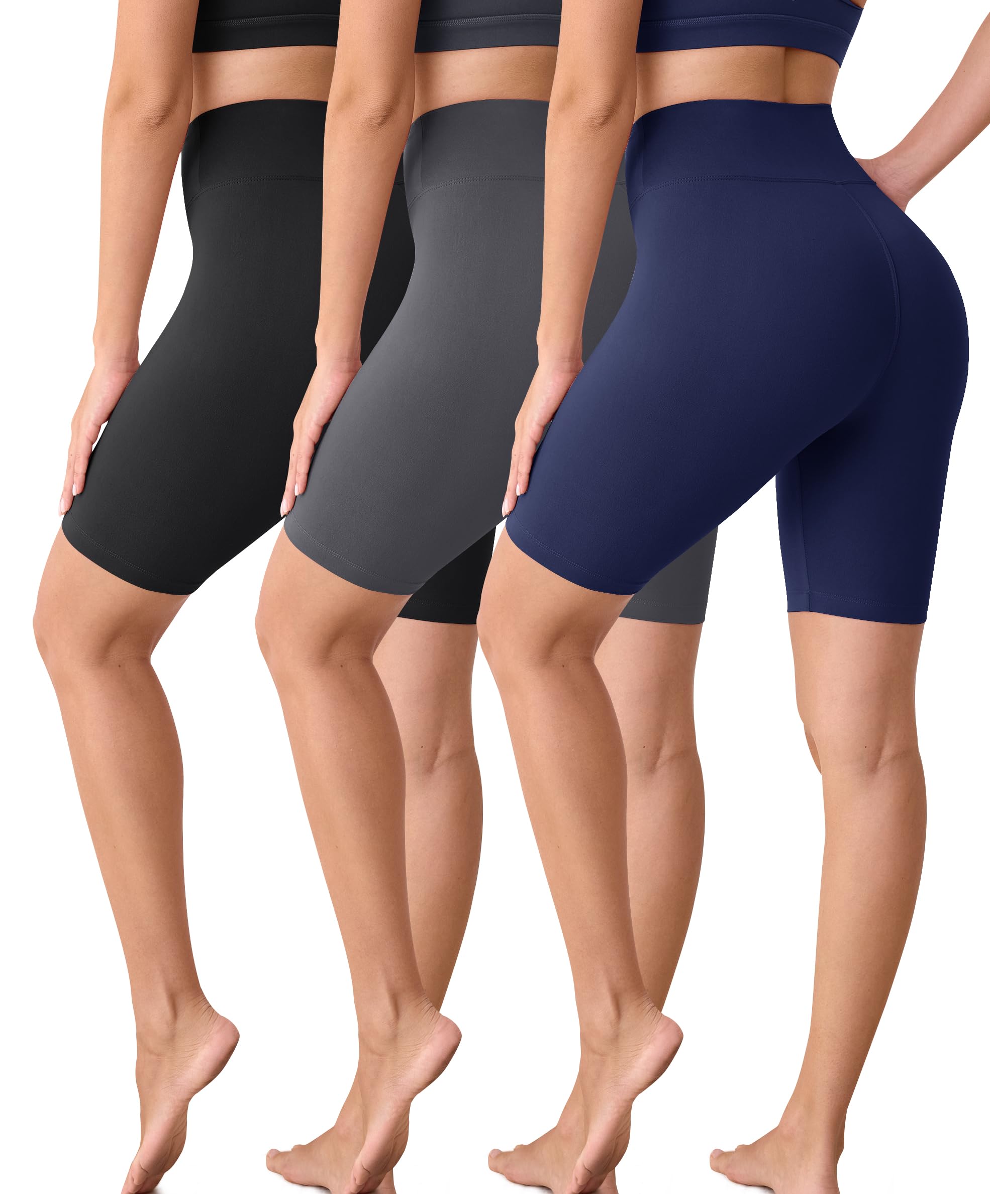 VALANDY Creamlush 3 Pack Biker Shorts for Women -8" High Waisted Soft Stretchy Spandex Athletic Yoga Shorts