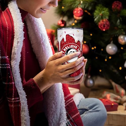 Vista 14 de Vaso aislado de acero inoxidable con tapas y pajitas con diseño de muñeco de nieve para Año Nuevo, vacaciones, Navidad, Navidad, divertido regalo