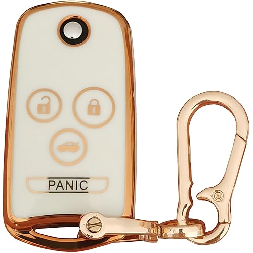 TPU for Acura Key Fob Cover Compatible with Honda Accord Acura MDX Acura RDX Acura TL Acura TSX Acura ZDX (White-H-b)