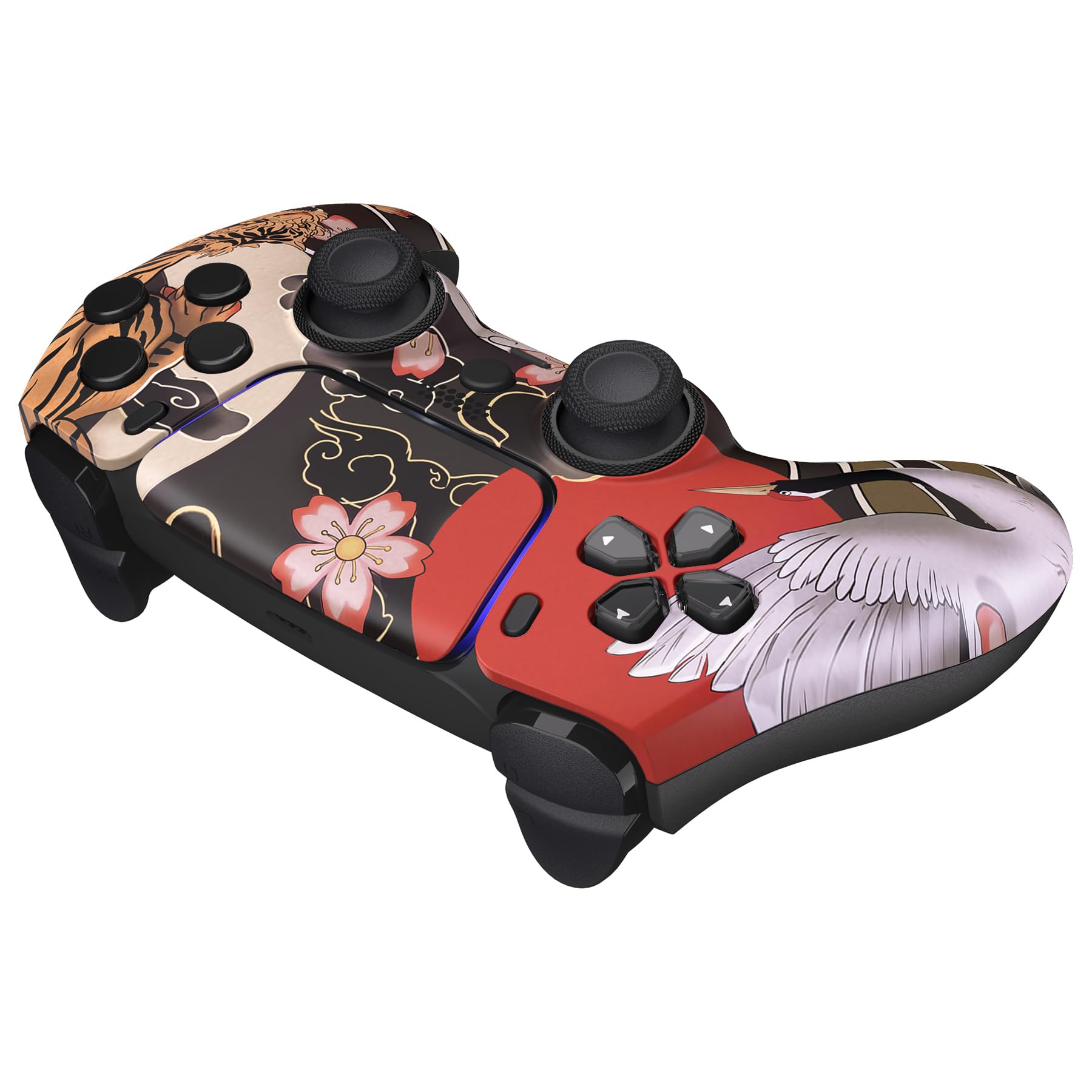 eXtremeRate Luna Cover per ps5 Controller Joystick,Shell Frontale Touchpad Ricambio,Scocca Ridisegnata&Anelli per ps5 Joypad BDM 010/020/030/040/050-Tigre e Gru